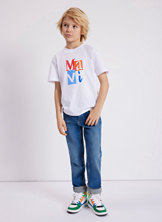 Mavi Baskılı Beyaz Erkek T-Shirt MAVİ LOGO BASKILI TİŞÖRT White