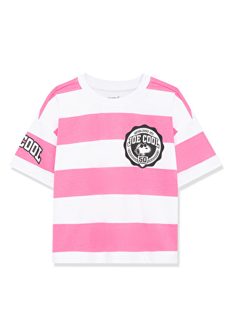 Mavi Pembe Kız Çocuk T-Shirt JOE COOL BASKILI COLORBLOCK CROP Tİ