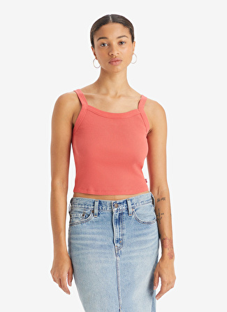 Levis Bisiklet Yaka Düz Kırmızı Kadın T-Shirt ESSENTIAL SPORTY TANK CORAL RED