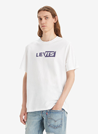 Levis Bisiklet Yaka Baskılı Beyaz Erkek T-Shirt A2082-0168_SS RELAXED FIT TEE SSNL