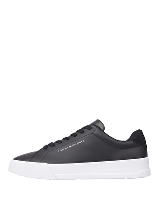 Tommy Hilfiger Siyah Erkek Deri Sneaker TH COURT LEATHER