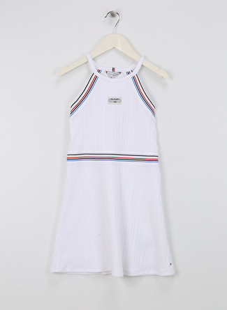 Tommy Hilfiger Düz Beyaz Kız Çocuk Kısa Elbise HILFIGER 1985 SPORT DRESS