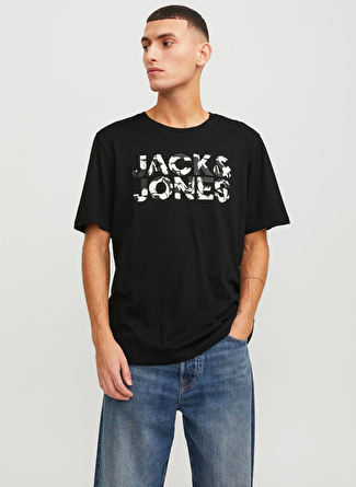 Jack & Jones Yuvarlak Yaka Siyah Erkek T-Shirt JJEJEFF CORP LOGO TEE SS O-NECK SN