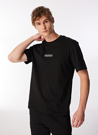 Jack & Jones Yuvarlak Yaka Siyah Erkek T-Shirt JORLAFAYETTE EMB TEE SS CREW NECK