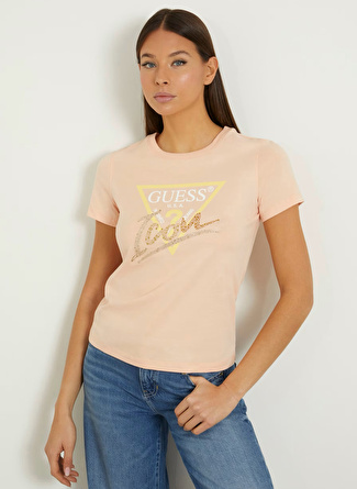 Guess Bisiklet Yaka Şeftali Kadın T-Shirt W4GI20I3Z14-G6J4