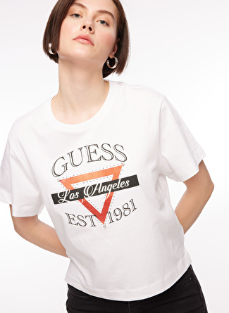 Guess Bisiklet Yaka Beyaz Kadın T-Shirt W4RI43K8FQ4-G011