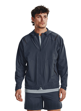 Under Armour 1370494-044 UA Unstoppable Jacket Antrasit Kapüşon Yaka Bol Kesim Erkek Zip Ceket