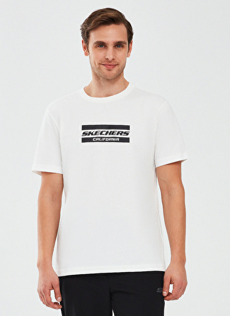 Skechers Kırık Beyaz Erkek Bisiklet Yaka Regular Fit T-Shirt S241056-102 Graphic