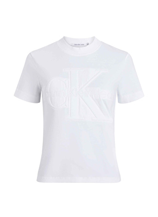 Calvin Klein Jeans Bisiklet Yaka Baskılı Beyaz Kadın T-Shirt J20J223362YAF