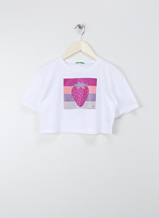 Benetton Beyaz Kız Çocuk T-Shirt 3I1XC10J4