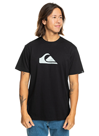 Quiksilver Siyah Erkek O Yaka  Standart Fit Baskılı T-Shirt EQYZT07658_COMP LOGO SS