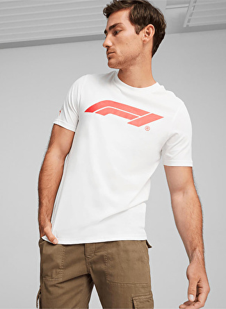 Puma 62585102 F1 ESS Logo Tee Beyaz Erkek Yuvarlak Yaka Normal Kalıp T-Shirt