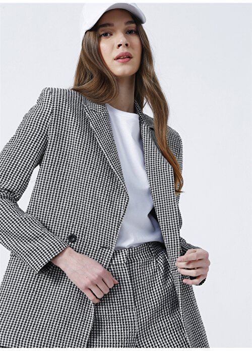 Fabrika Geniş Fit Kareli Siyah - Beyaz Kadın Blazer Ceket - Edmund - 1117614 | Boyner