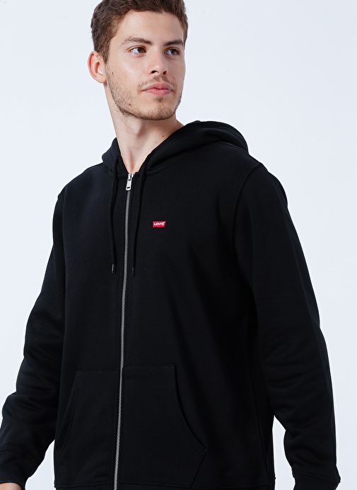 Levis Kapüşon Yaka Siyah Erkek Sweatshırt TR CORE NG ZIP UP MNRL 1 BLK GRAPH