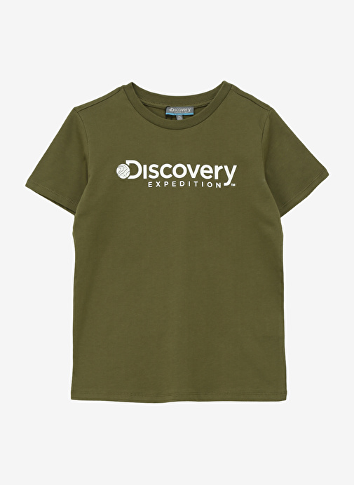 Discovery Expedition Haki Erkek Çocuk Bisiklet Yaka Baskılı T-Shirt ROGERS BOY