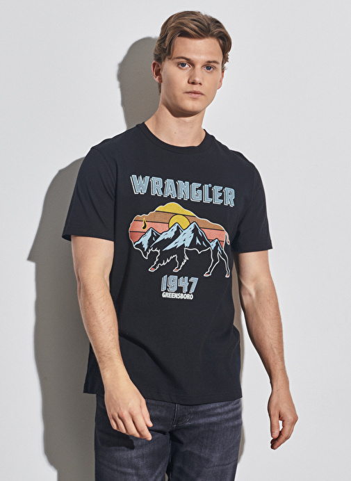 Wrangler Bisiklet Yaka Siyah Erkek T-Shirt W231254001_Bisiklet Yaka T-shirt