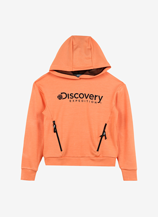 Discovery Expedition Somon Kız Çocuk Kapüşon Yaka Relaxed Fit Baskılı Sweatshirt D3WG-SWT15