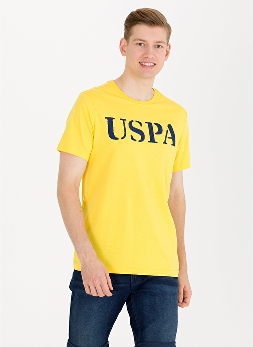 U.S. Polo Assn. Bisiklet Yaka Sarı Erkek T-Shirt GEARTIY023