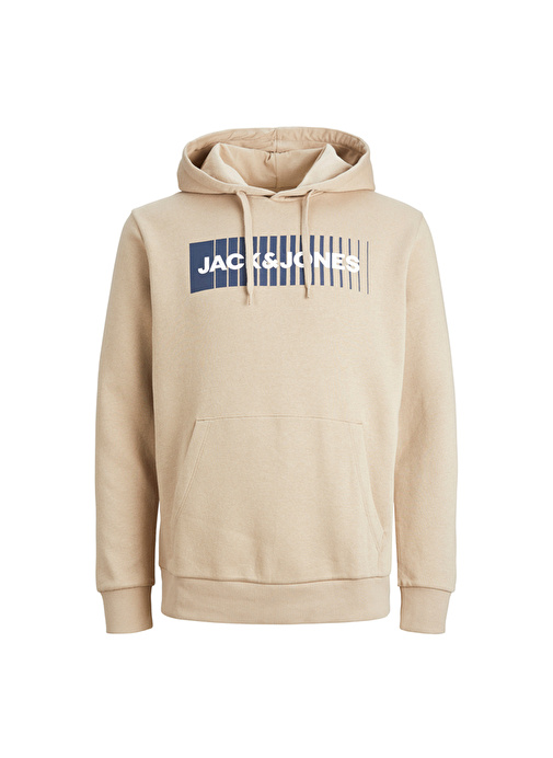 Jack & Jones Kapüşon Yaka Bej Erkek Sweatshırt 12233599_JJECORP LOGO SWEAT HOOD PL