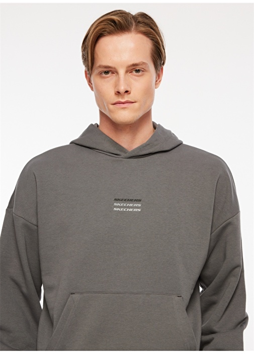 Skechers Gri Erkek Bisiklet Yaka Sweatshirt 32-040M