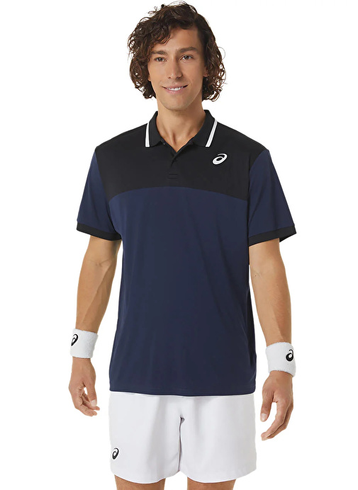 Asics 2041A256-401 MEN COURT POLO SHIRT Mavi Erkek    Normal Kalıp