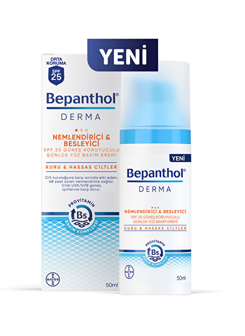 Bepanthol Derma Nemlendirici & Besleyici SPF 25 Güneş Koruyuculu Günlük Yüz Bakım Kremi 50 ml