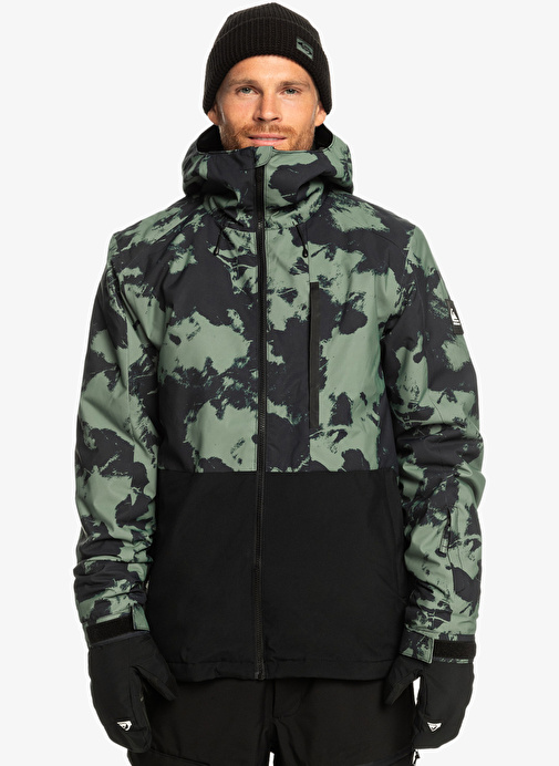 Quiksilver Çok Renkli Erkek Kapüşon Yaka Regular Fit Waterproof Kayak Montu EQYTJ03403 Mission Printed Block Jk