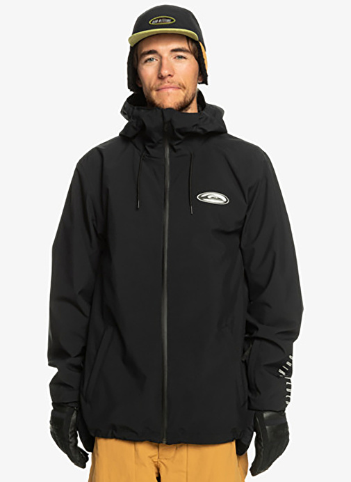 Quiksilver Siyah Erkek Kapüşon Yaka Regular Fit Waterproof Kayak Montu EQYTJ03436 High In The Hood Jk