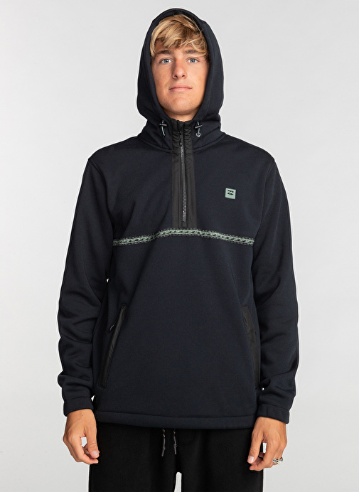 Billabong EBYFT00124 Pathfinder Pullover Siyah Erkek Kapüşon Yaka Normal Kalıp Polar Sweatshırt