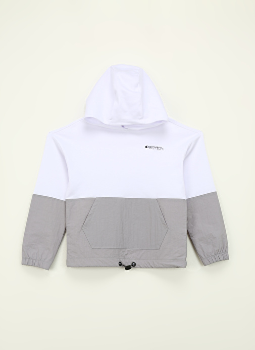 Discovery Expedition Beyaz Kız Çocuk Kapüşonlu Oversize Blok Sweatshirt D4SG-SWT3086