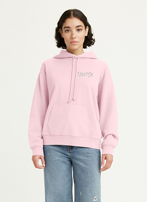 Levis Kapüşon Yaka Düz Pembe Kadın Sweatshırt GRAPHIC STANDARD HOODIE HOODIE HL L