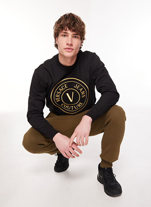 Versace Jeans Couture Lastikli Bel Slim Fit Haki Erkek Eşofman Altı 75GAAF11CF03F107