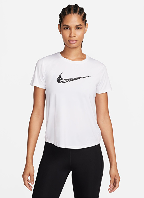 Nike Beyaz Kadın Bisiklet Yaka T-Shirt FN2618-100-W NK ONE SWSH HBR DF SS