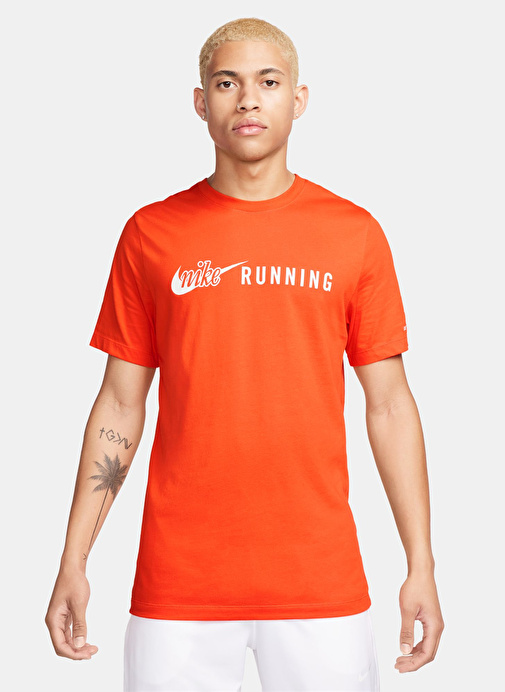 Nike Turuncu Erkek Bisiklet Yaka T-Shirt FQ3920-819-M NK DF TEE RUN ENERGY