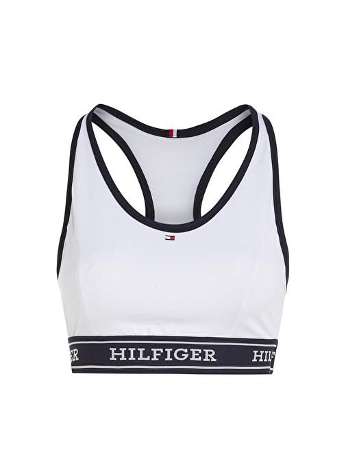 Tommy Hilfiger Düz Beyaz Kadın Sporcu Büstiyer MONOTYPE TAPE MID INT BRA