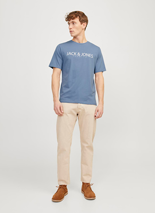 Jack & Jones Yuvarlak Yaka Gri Erkek T-Shirt JPRBLAJACK SS TEE CREW NECK FST LN1