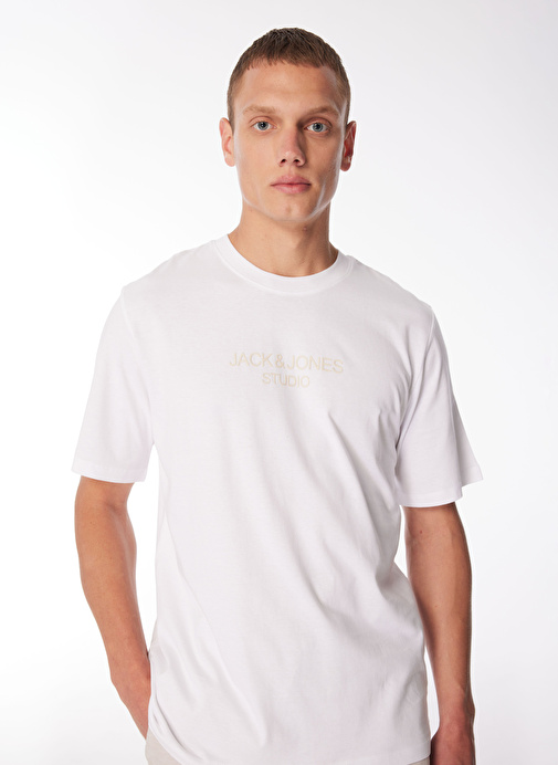 Jack & Jones Yuvarlak Yaka Beyaz Erkek T-Shirt JPRBLULOUI TEE SS CREW NECK EXC