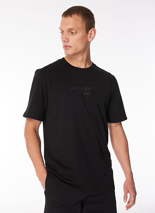 Jack & Jones Yuvarlak Yaka Siyah Erkek T-Shirt JPRBLULOUI TEE SS CREW NECK EXC