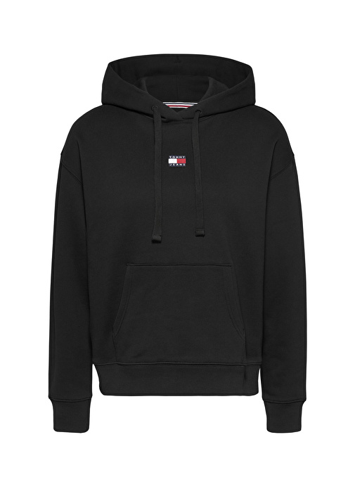 Tommy Jeans Kapüşon Yaka Düz Siyah Kadın Sweatshırt TJW BXY BADGE HOODIE