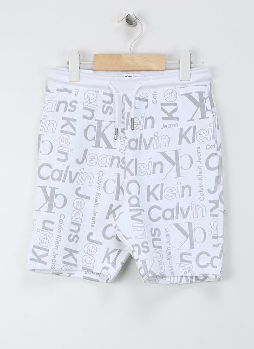 Calvin Klein Normal Beyaz Erkek Çocuk Şort INST. CK AOP SHORTS