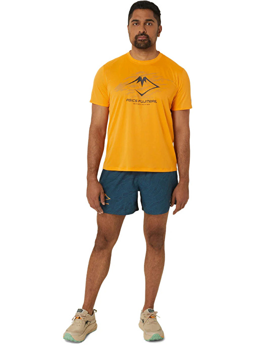 Asics 2011C981-800FUJITRAIL LOGO SS TOP Turuncu Erkek Bisiklet Yaka Regular Fit Baskılı T-Shirt