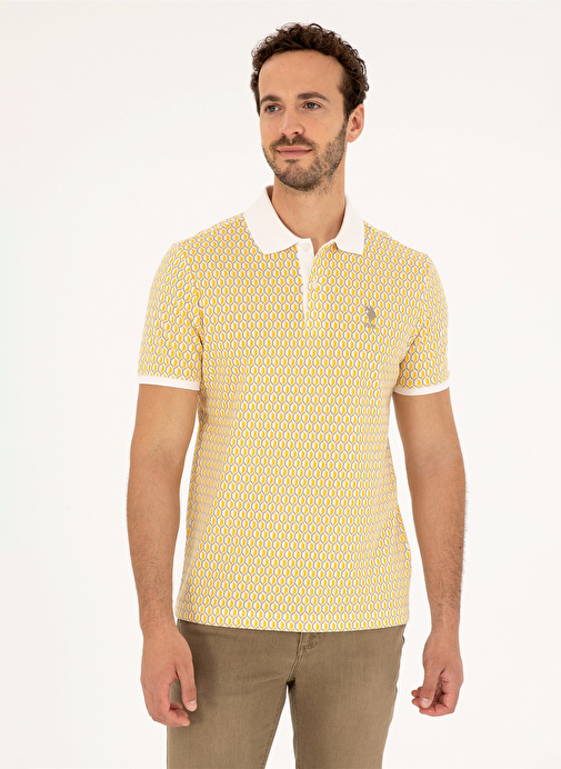 U.S. Polo Assn. Ekru Erkek Regular Fit Polo T-Shirt GALLE