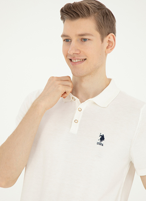 U.S. Polo Assn. Polo Yaka Regular Fit Ekru Erkek Kazak RAHAL-IY24