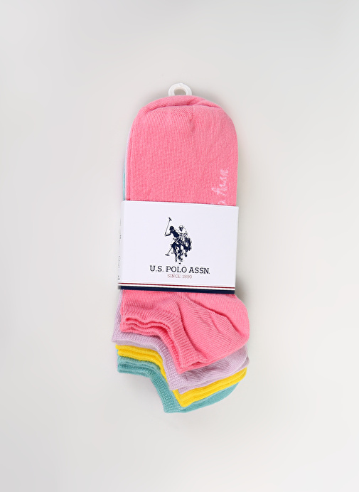 U.S. Polo Assn. Pembe Kadın Patik Çorap COLOREIY24 - 5'Lİ