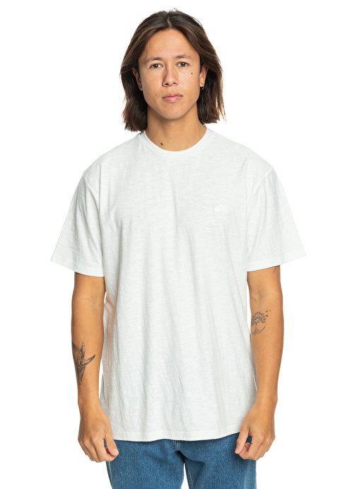 Quiksilver Beyaz Erkek O Yaka Standart Fit Baskılı T-Shirt EQYKT04337_SLUB ROUNDNECK