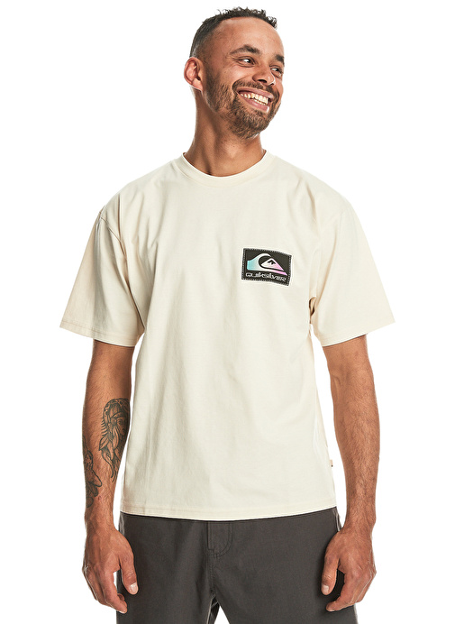 Quiksilver Bej Erkek O Yaka  Standart Fit Baskılı T-Shirt EQYZT07605_BACK FLASH SS