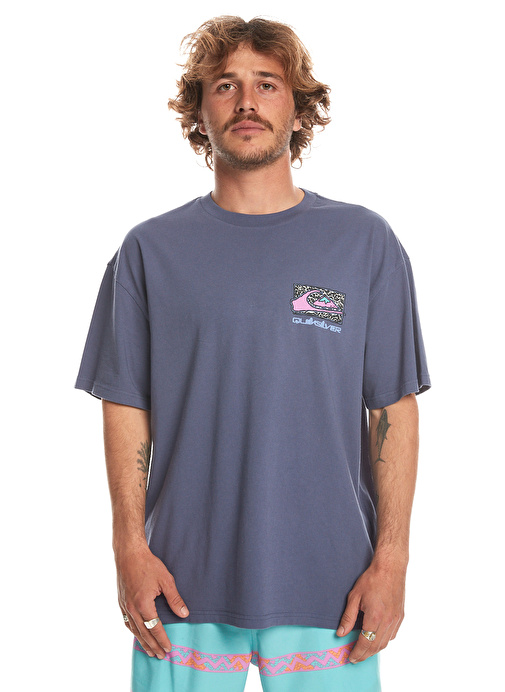 Quiksilver Mavi Erkek O Yaka Standart Fit Baskılı T-Shirt EQYZT07653_SPIN CYCLE SS