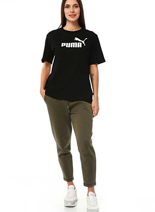 Puma 58686801 ESS Logo Boyfriend Tee Siyah Kadın Yuvarlak Yaka Normal Kalıp T-Shirt