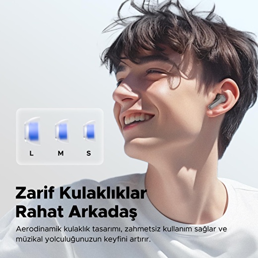 SoundPEATS Clear  Bluetooth Kablosuz 5.3, 40 Saat Oynatma Süresi, Çift Mikrofon, Bluetooth Kulaklık 4