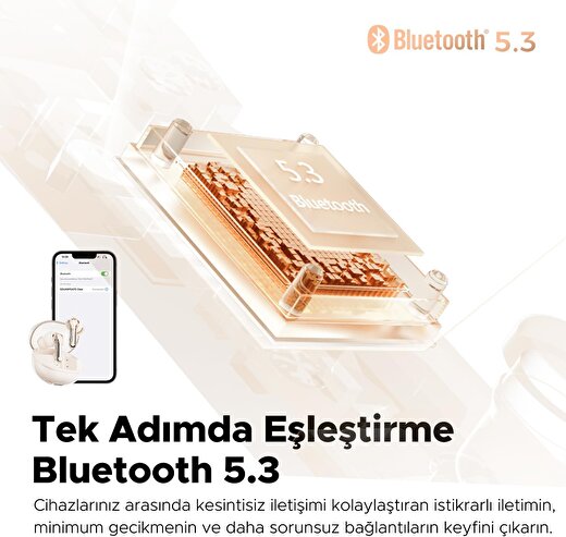 SoundPEATS Clear  Bluetooth Kablosuz 5.3, 40 Saat Oynatma Süresi, Çift Mikrofon, Bluetooth Kulaklık 3